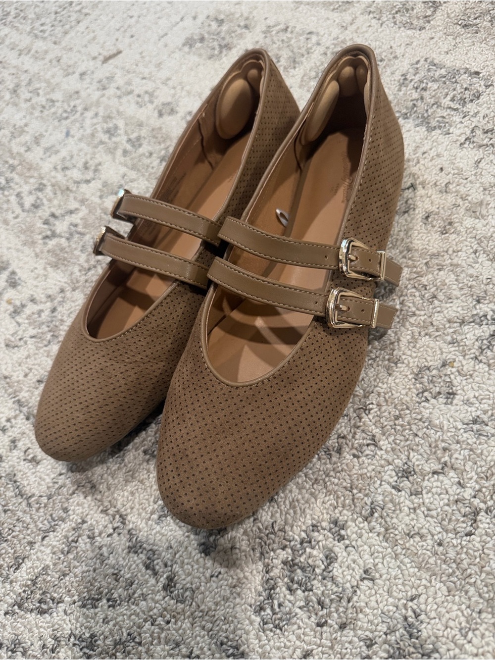 Universal Thread Taupe Double-Strap Mary Jane Flats